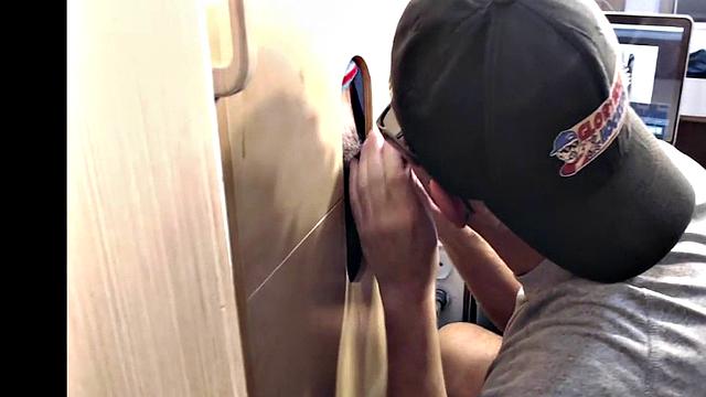 Gloryhole dude fucked in anal by perverted fucker