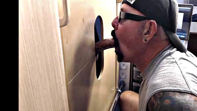 Gloryhole dude fucked in anal by perverted fucker