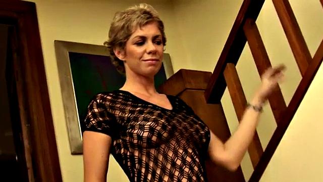 Busty babes striptease gets horny