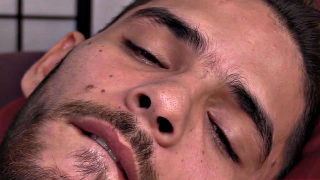 We find Daguy already naked and stroking his cock, while fingering his asshole. The buff Latin boy is all over that bed, as he edges himself toward a climax. Eventually he reaches his goal and warm cum cascades down his fingers.