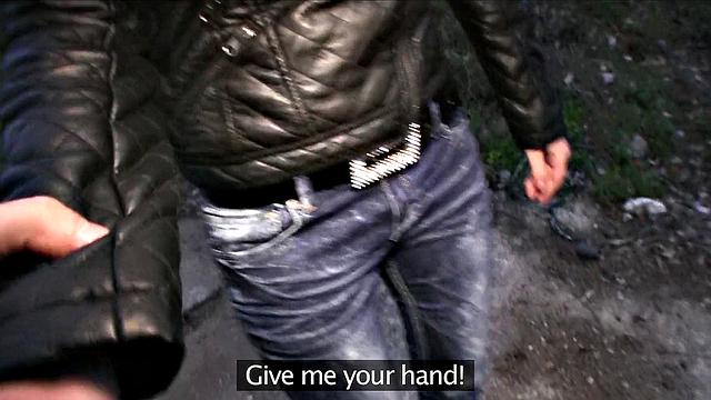 Brunette Lays Down For Fuck Outside Shopping Mall