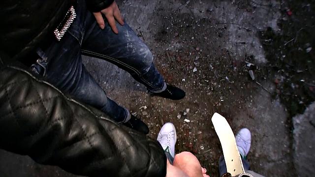 Brunette Lays Down For Fuck Outside Shopping Mall