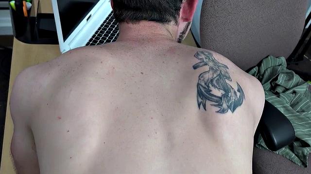 Tattooed twink tries to resist gag reflex as he takes on BBC in POV bareback action