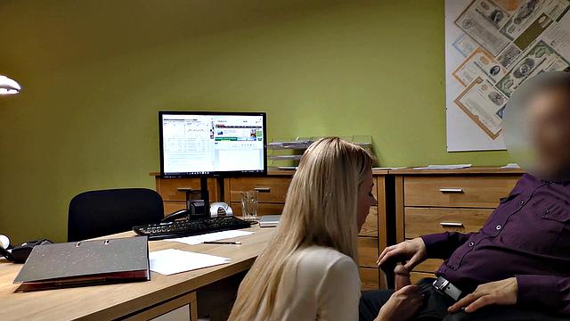 LOAN4K. Needing a loan makes a stunning beauty get off with hung dude