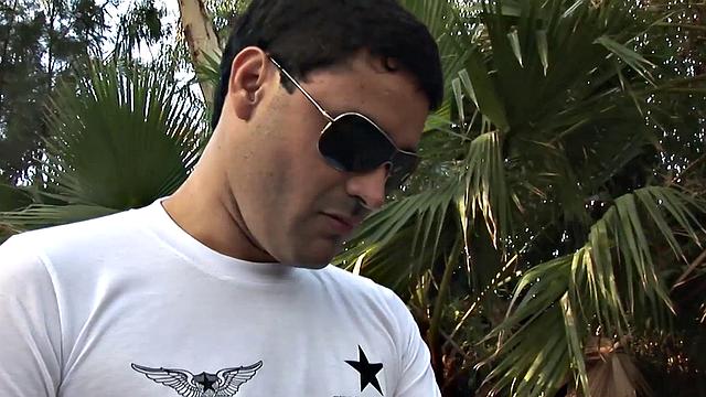 Dominant army DILF fucks skinny twink outdoors till cumshot