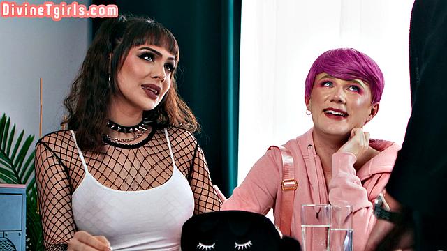 Gorgeous Trans babe fucking her GF