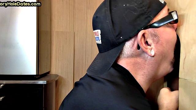 Gloryhole gaydaddy barebacked and gets cum in mouth