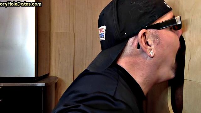 Gloryhole gaydaddy barebacked and gets cum in mouth
