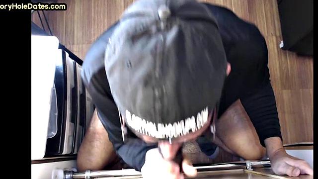 Gloryhole gaydaddy barebacked and gets cum in mouth