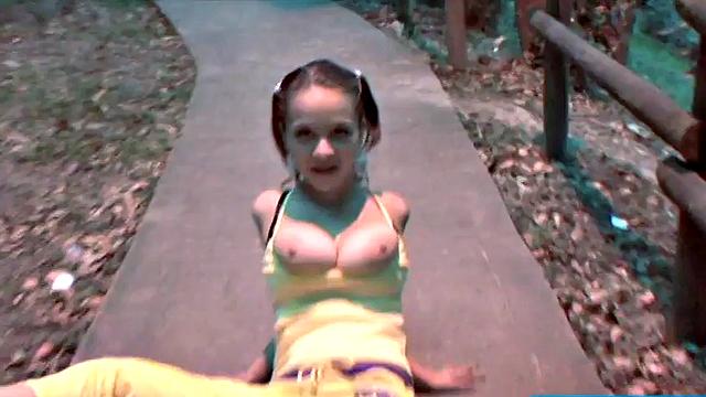 Teen with giant titties gets them out