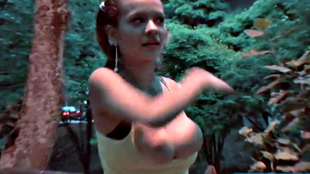 Teen with giant titties gets them out