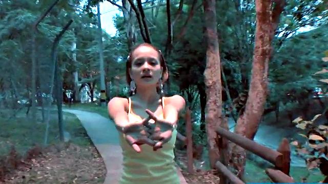 Teen with giant titties gets them out