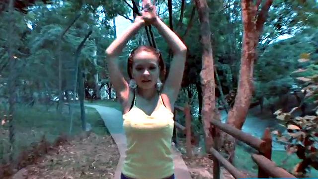 Teen with giant titties gets them out