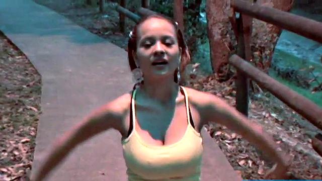 Teen with giant titties gets them out