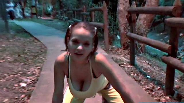 Teen with giant titties gets them out