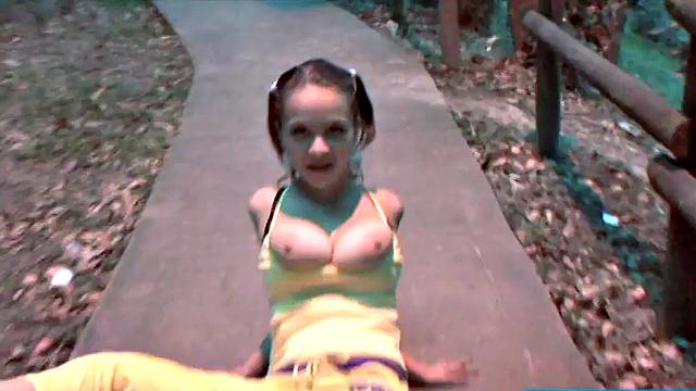 Teen with giant titties gets them out