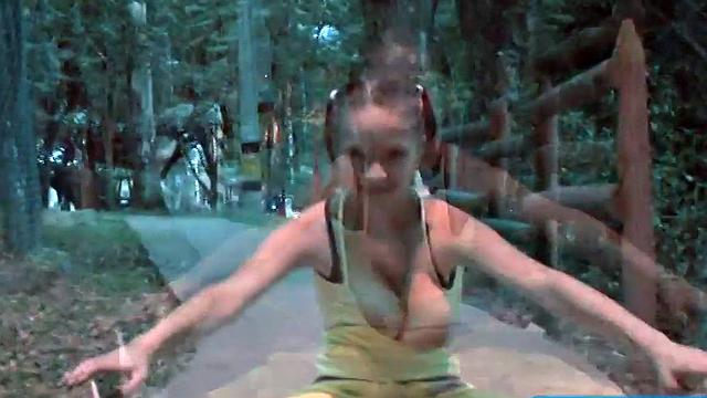 Teen with giant titties gets them out