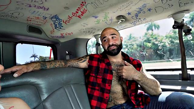 Black stud fucks gay ass in pickup van for money