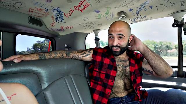 Black stud fucks gay ass in pickup van for money