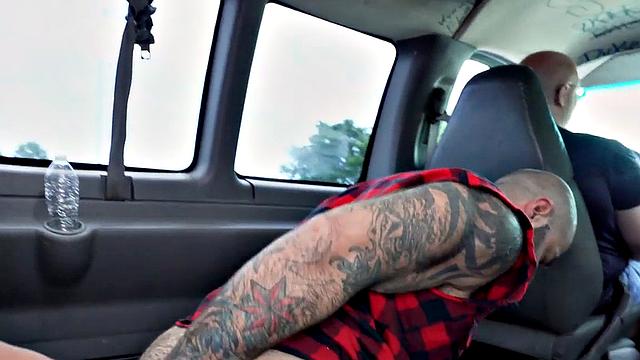 Black stud fucks gay ass in pickup van for money