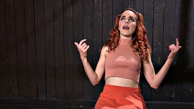 Hairy pussy redhead gets whipped by CMNF master