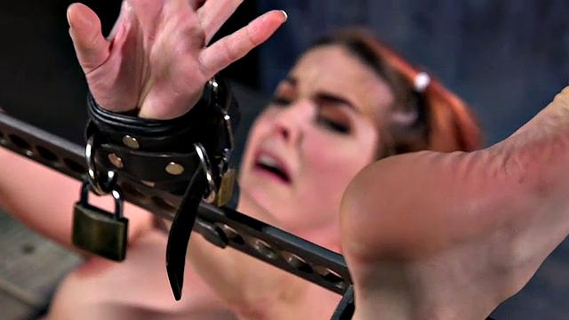 Hairy pussy redhead gets whipped by CMNF master