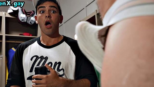 Manly trainer bareback fucks locker stud till cumshot