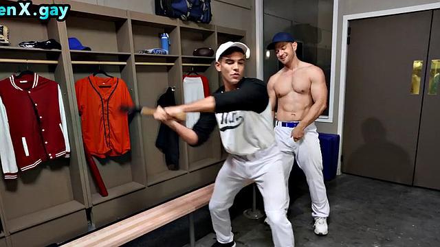 Manly trainer bareback fucks locker stud till cumshot