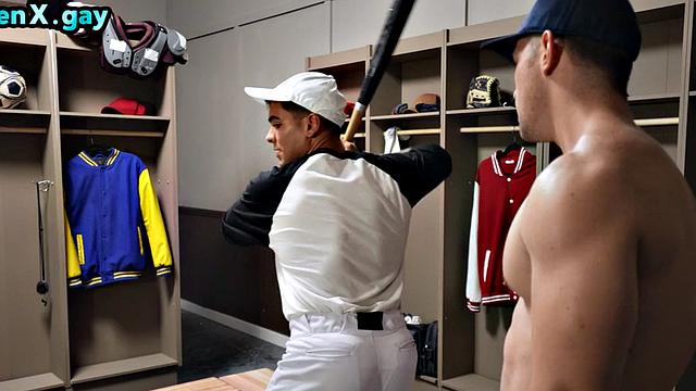 Manly trainer bareback fucks locker stud till cumshot