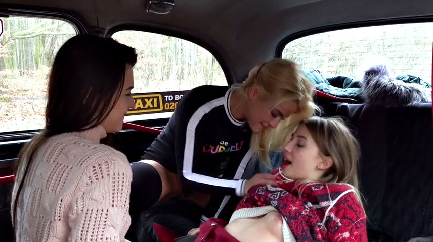 Blonde taxi driver gets down and dirty with her passenger's socks and ass