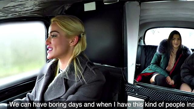 Blonde taxi driver gets down and dirty with her passenger's socks and ass