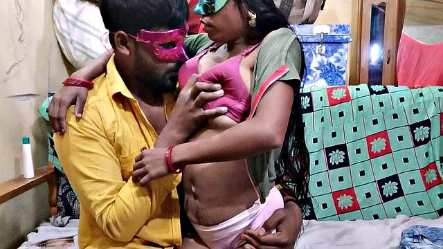 Young Indian wife gets her bra off & gets drilled doggystyle in mask