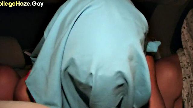 amateur stud sucks gay cock in car for frat entrance