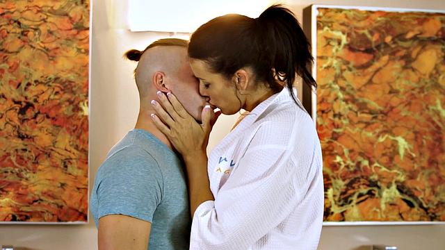 NURU MASSAGE - Busty MILF Reagan Foxx Makes Her Stepson Cum On Her Big Tits To Buy His Silence