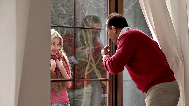 Beautiful gal rewards old stranger with awesome sex