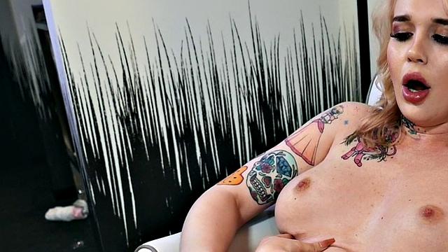 Solo TS MILF with big ass and big tits toys ass and jerks cock