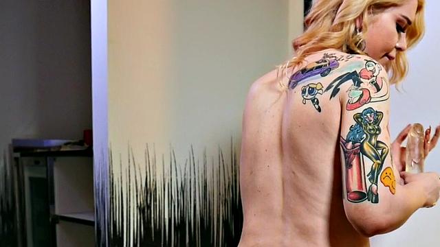 Solo TS MILF with big ass and big tits toys ass and jerks cock