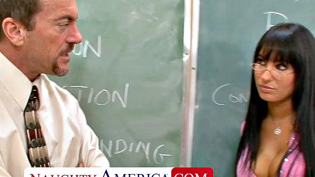 Hot college girl Kitty Bella takes a big cock to pass class