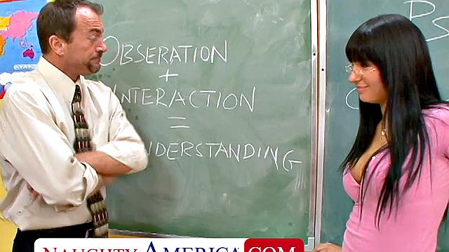 Hot college girl Kitty Bella takes a big cock to pass class