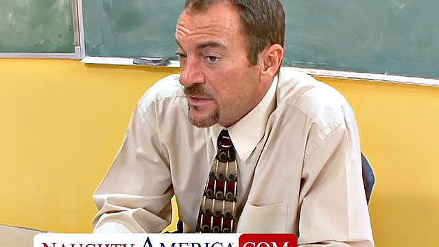 Hot college girl Kitty Bella takes a big cock to pass class