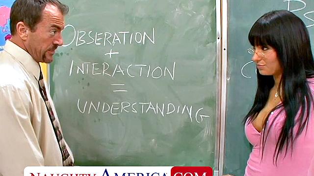 Hot college girl Kitty Bella takes a big cock to pass class