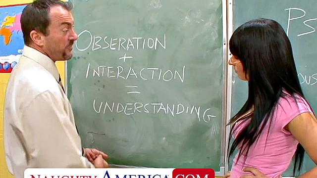 Hot college girl Kitty Bella takes a big cock to pass class