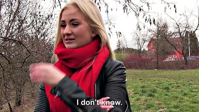 Watch this tattooed blonde Euro babe with small tits ride in reverse cowgirl and blow for cash