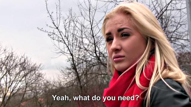 Watch this tattooed blonde Euro babe with small tits ride in reverse cowgirl and blow for cash