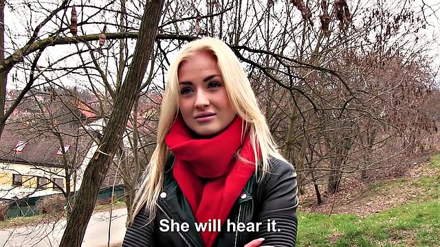 Watch this tattooed blonde Euro babe with small tits ride in reverse cowgirl and blow for cash