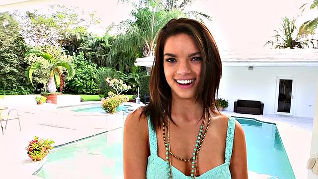 Caroline, the tattooed Latina, gets off by fingering her pussy and fucking in reverse cowgirl position