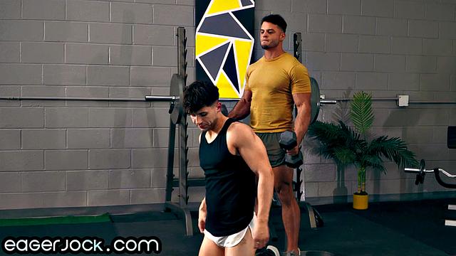 Muscular jock doggystyled by coach