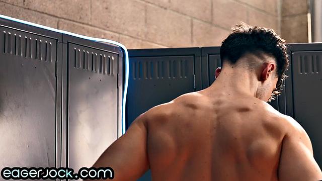 Muscular jock doggystyled by coach