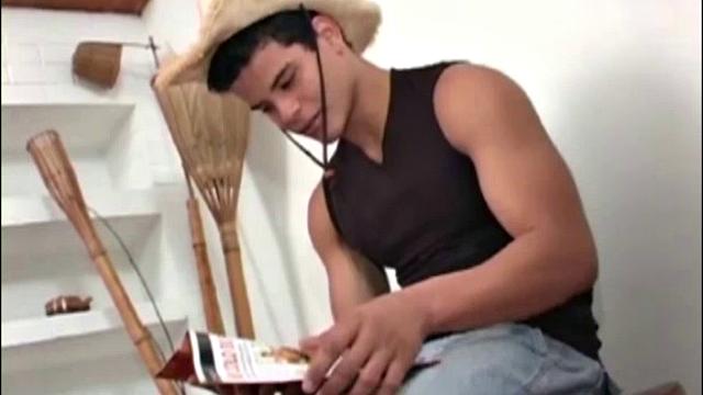 Mateus Fernandes is looking at a porn magazine when Diego Lozano walks in. One thing leads to another and soon Mateus is giving Diego a blowjob. Then Diego takes Mateus' cock in his mouth.