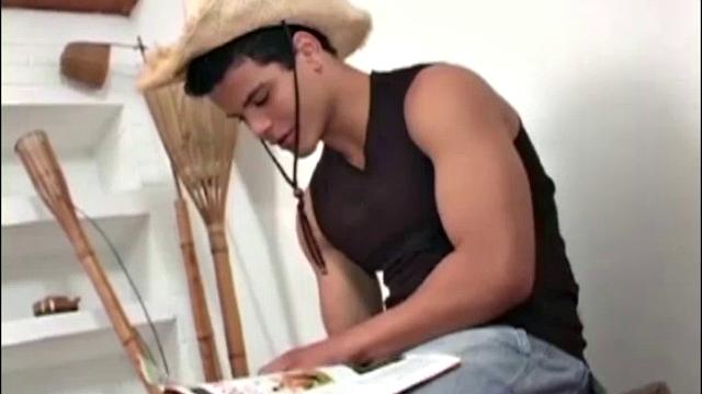 Mateus Fernandes is looking at a porn magazine when Diego Lozano walks in. One thing leads to another and soon Mateus is giving Diego a blowjob. Then Diego takes Mateus' cock in his mouth.